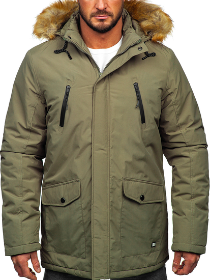 Khaki férfi téli parka kabát Bolf WX032B