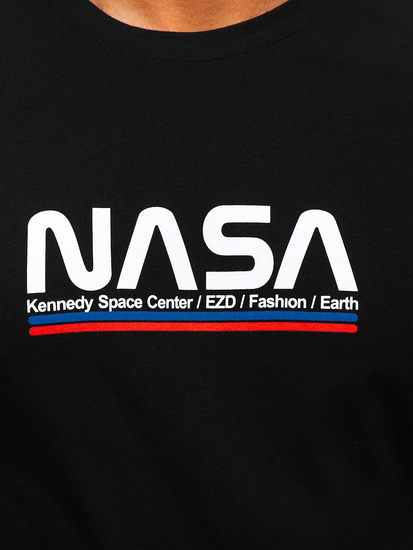 Mintás férfi pamut póló fekete színben Bolf 14749