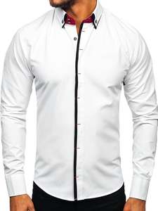 Elegáns hosszú ujjú férfi ing fehér Bolf 2767-1
