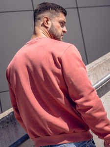 Vastag férfi melegítőfelső kapucni nélkül lazac színben Bolf 2001A