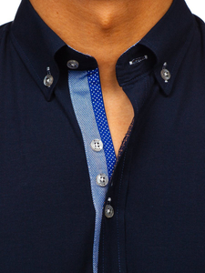 Elegáns hosszú ujjú férfiing gránátkék Bolf 8840-1