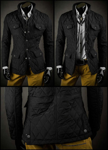 Fekete elegáns steppelt férfi dzseki Bolf 802A