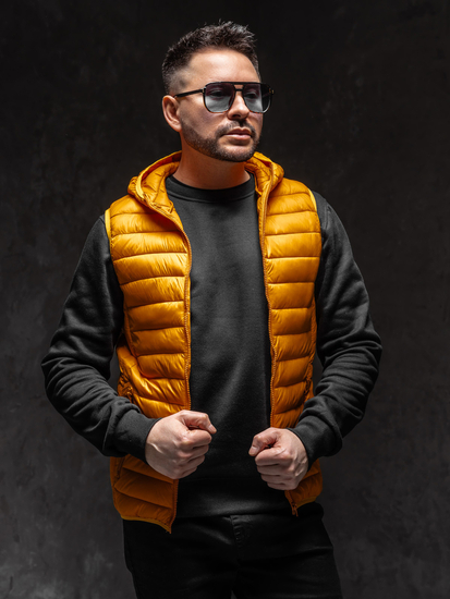 Steppelt férfi mellény kapucnival sárga Bolf LY36