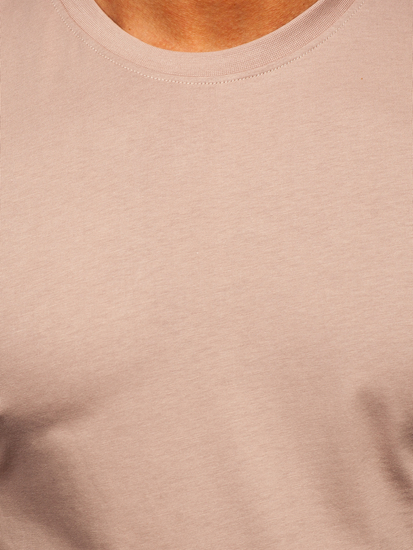 Világosbarna színű férfi pamut póló Bolf 0001