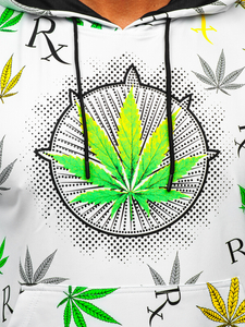 Fehér mintás kapucnis férfi pulcsi Bolf HM612