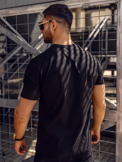 Fekete T-shirt férfi nyomott mintás Bolf 1171A