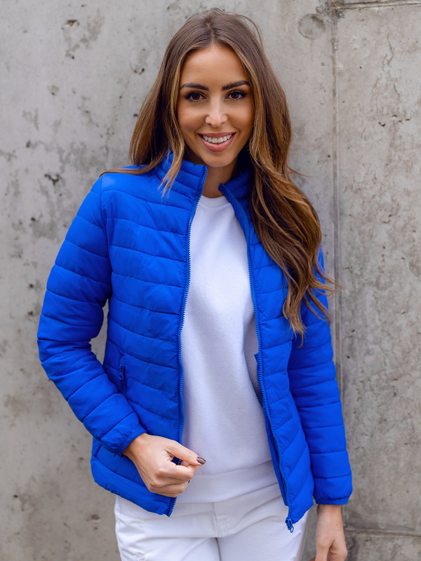 Kobaltkék színű steppelt átmeneti női dzseki állógallérral Bolf 1141A