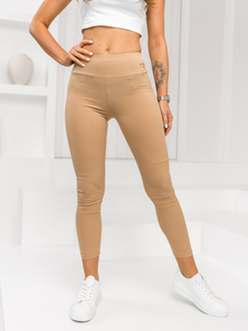 Bézs bordázott női leggings Bolf W7903A1