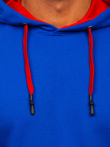 Férfi pulcsi kapucnival kobaltkék színben Bolf 145369