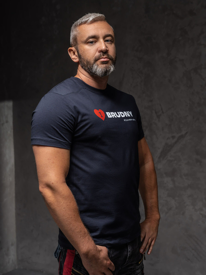 Sötétkék férfi póló Igor Brudny kollekcióból nyomattal 02