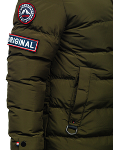 Khaki színű hosszú steppelt férfi téli dzseki Bolf 6476