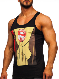 Mintás fekete színű boksz tank-top Bolf 143026