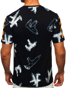 Fekete pamut férfi póló mintával Bolf MPO3471