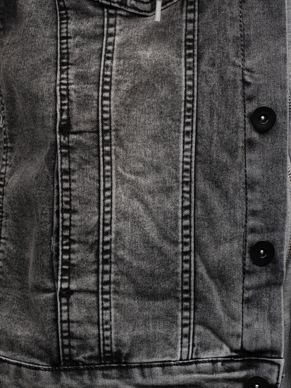 Férfi farmerdzseki kapucnival szürke színben Bolf 10350