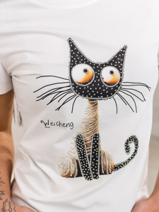 Fehér női póló applikációval Bolf 95T2515