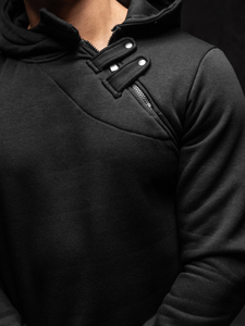 Fekete színű vastag férfi melegítőfelső kapucnival Bolf 06