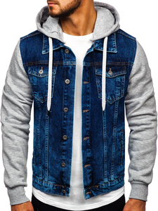Férfi farmerdzseki kapucnival gránátkék Bolf 211902