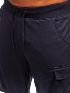 Sötétkék pamut cargo rövidnadrág férfi Bolf 8K1505