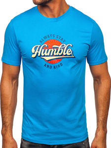 Kék pamut férfi póló mintával Bolf MPO3531