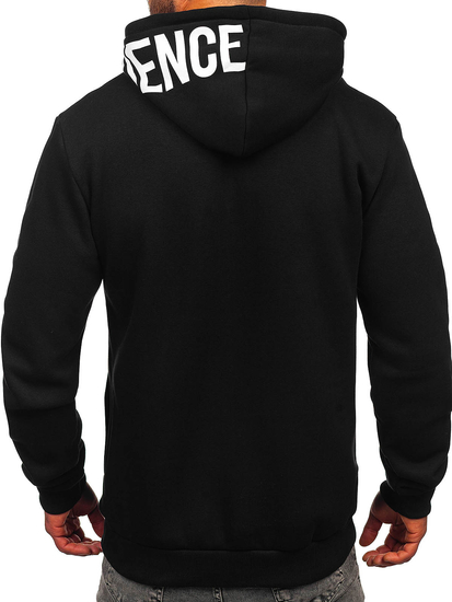 Fekete színű kapucnis férfi melegítőfelső mintával Bolf 147050