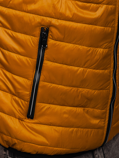 Camel színű steppelt kapucnis férfi mellény Bolf 7103