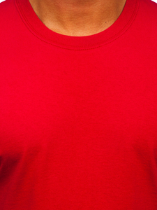 Piros színű férfi pamutpóló minta nélkül Bolf B459