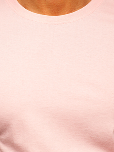 Férfi pamutpóló minta nélkül világos rózsaszín színben Bolf 192397