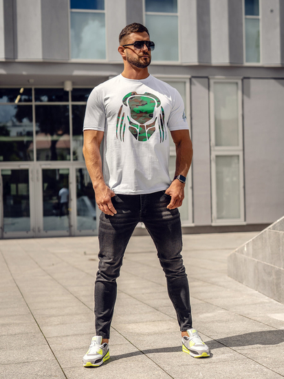 Férfi pamut nyomtatott póló Fehér Bolf 192379A