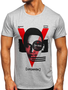 Mintás férfi póló szürke színben Bolf KS2552