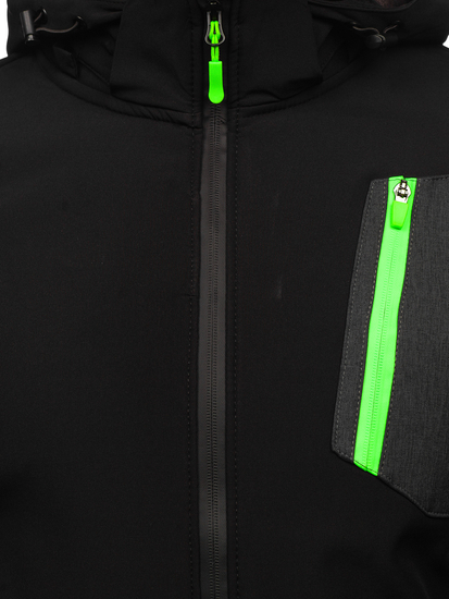 Fekete férfi átmeneti softshell dzseki Bolf HM188