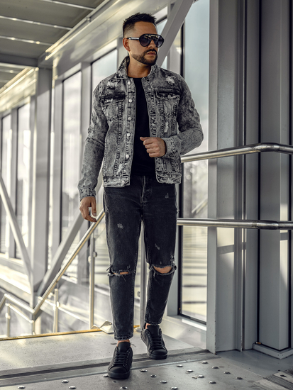 Férfi farmerdzseki szürke színben Bolf AK588