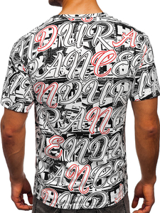 Mintás férfi póló fehér színben Bolf 14906