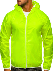 Átmeneti férfi széldzseki kapucnival sárga-neon BOLF 5060