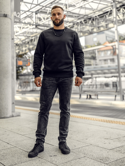 Férfi pulcsi kapucni nélkül fekete Bolf 2001