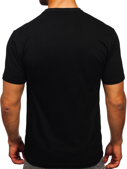 Fekete férfi pamut póló mintával Bolf 5041