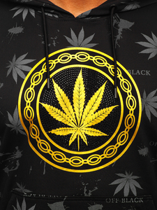 Fekete mintás kapucnis férfi pulcsi Bolf HM628