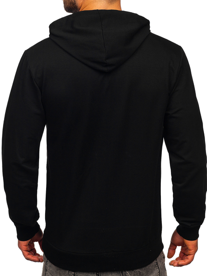 Mintás férfi pulcsi kapucnival fekete színben Bolf 6139