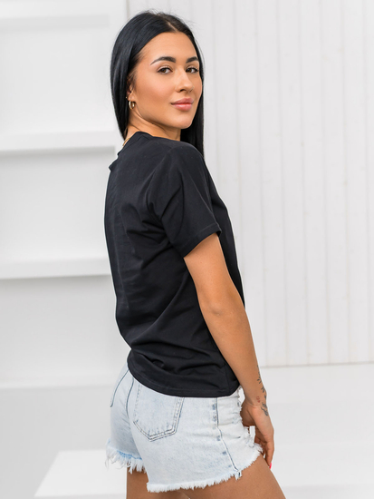 Fekete női póló applikációval Bolf 97T2102