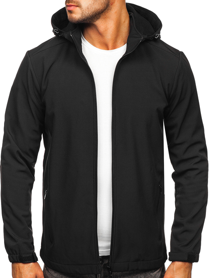 Fekete férfi átmeneti softshell dzseki Bolf HH017