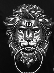 Férfi póló mintával fekete színben Bolf 0202