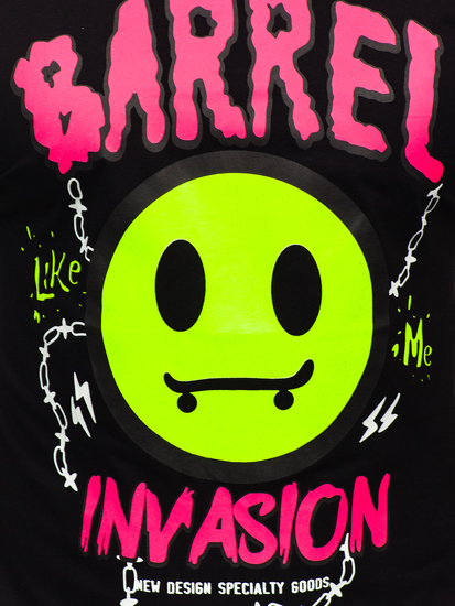 Mintás férfi póló fekete színben Bolf HS7233