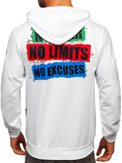 Fehér mintás férfi pulcsi kapucnival Bolf 6384