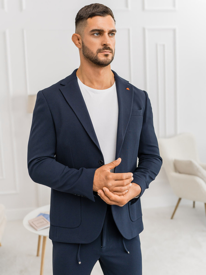 Sötétkék casual férfi öltöny Bolf 01