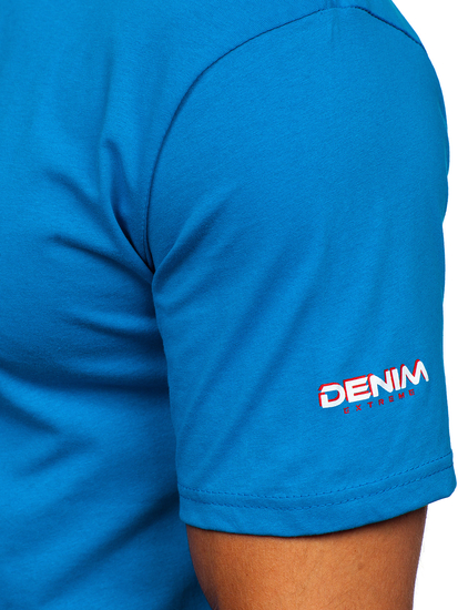 Férfi pamut póló égszínkék színben Bolf 14731