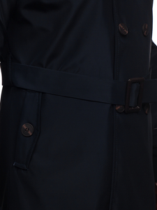 Kétsoros férfi ballonkabát magas gallérral és övvel gránátkék színben Bolf 0001