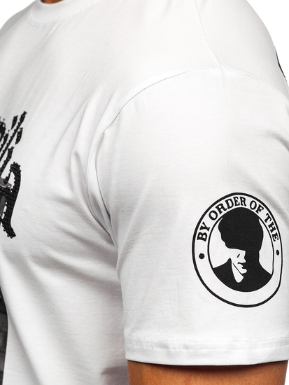 Férfi póló applikációval fehér színben Bolf 21004