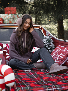 Női kapucnis pulóver szigetelt kanguru csokoládé Bolf 82131