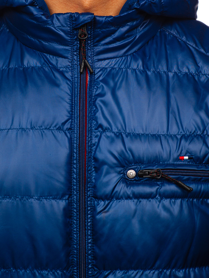 Átmeneti steppelt férfi sportdzseki gránátkék színben Bolf 2066