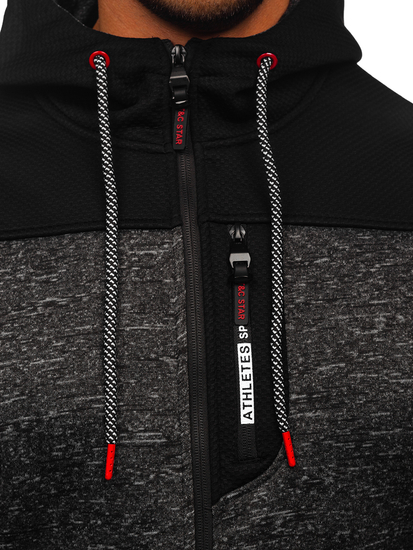 Grafit bélelt férfi kapucnis pulóver Bolf TC1310