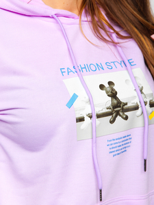 Lila női mintás kapucnis pulcsi Bolf HL9268